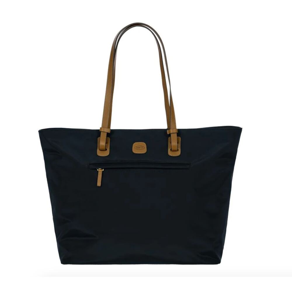Bric's X-Collection Commuter Tote Bag Black Nylon Tan Leather Italy